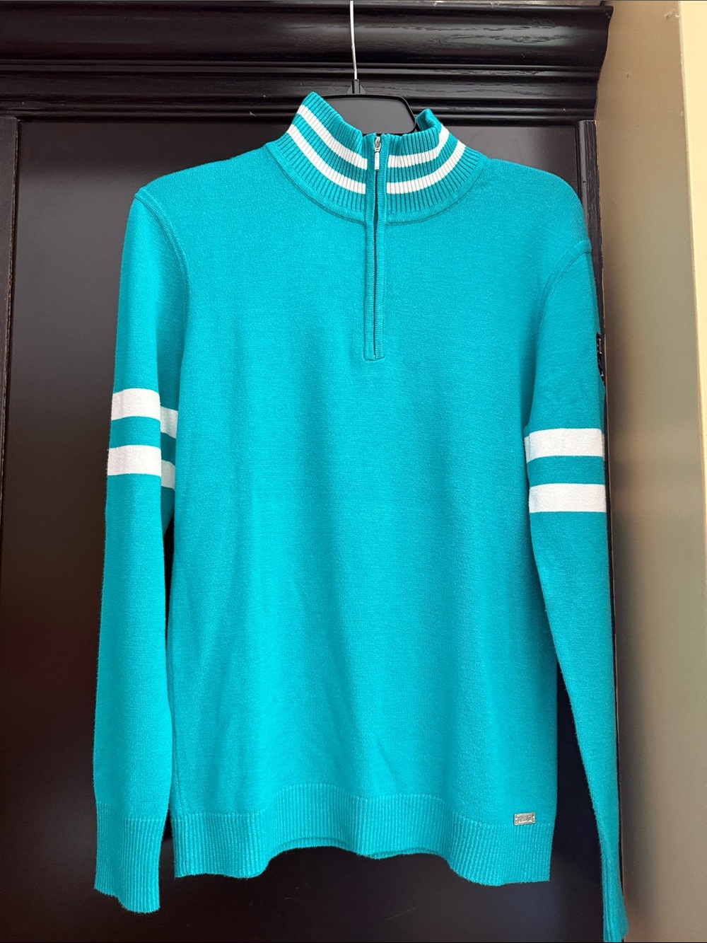 Nice women’s  Teal NILS Half-Zip Stripe Sleeve Sweater L